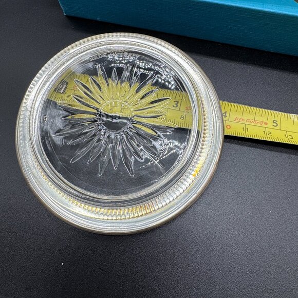 Vintage 4 Glass and Silver Plated Coasters Birks Original Box Italy made - Set 2 - Picture 6 of 8